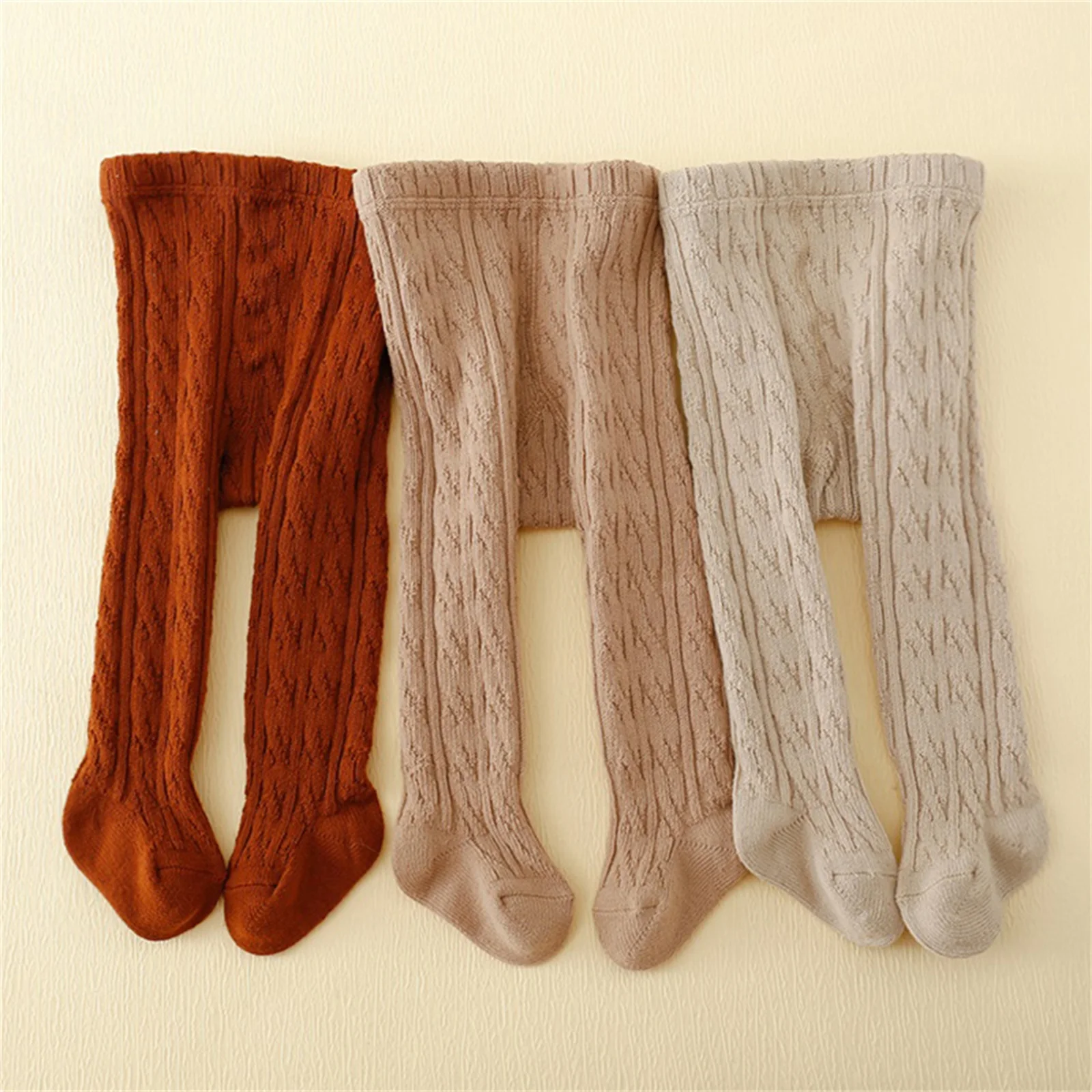 Toddler Kids Baby Girl Autunno Inverno Leggings In Maglia Fascia Elastica Collant Tinta Unita Calze Collant