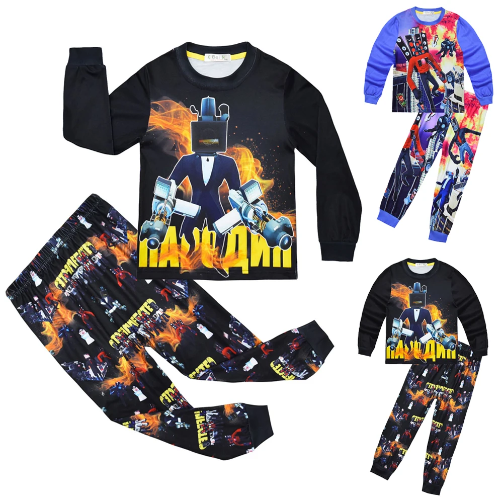 Ragazzi Vestiti Skibidi Toilet Tv Uomo Bambini Pigiama Pantaloni Set Cartoon Sleepwear Bambini Pigiama Per Ragazze Toddler Baby Outfits Pjs