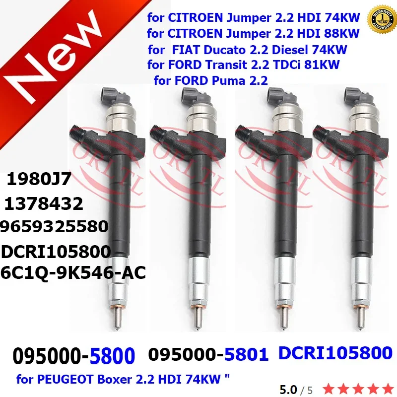 Iniettore Ad Alte Prestazioni 4Pcs Dcri105800 Iniettore Diesel Common Rail Dcri105800 Per Ford Transit 2.2 Tdci 96Kw Ford Puma 2.2