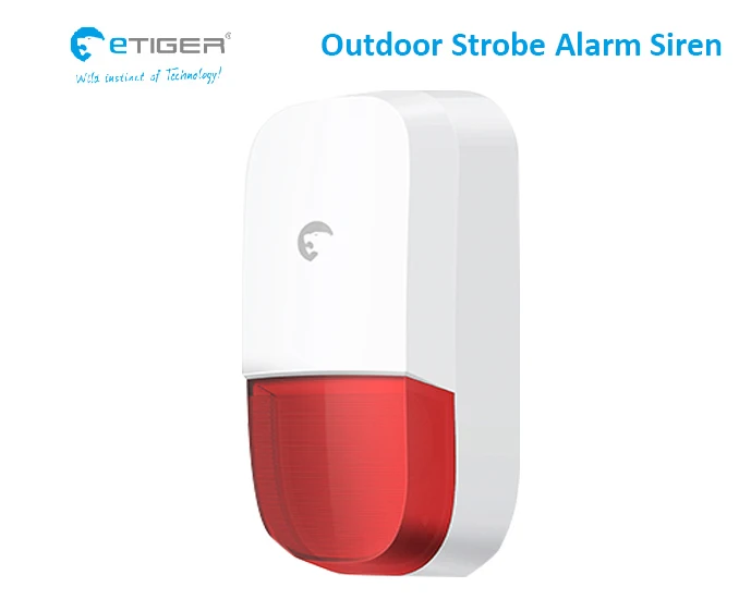 Senza Fili 110Db Fischio Esterno Senza Fili Allarme Allarme Stroboscopico Sirena Etiger Es-S7B