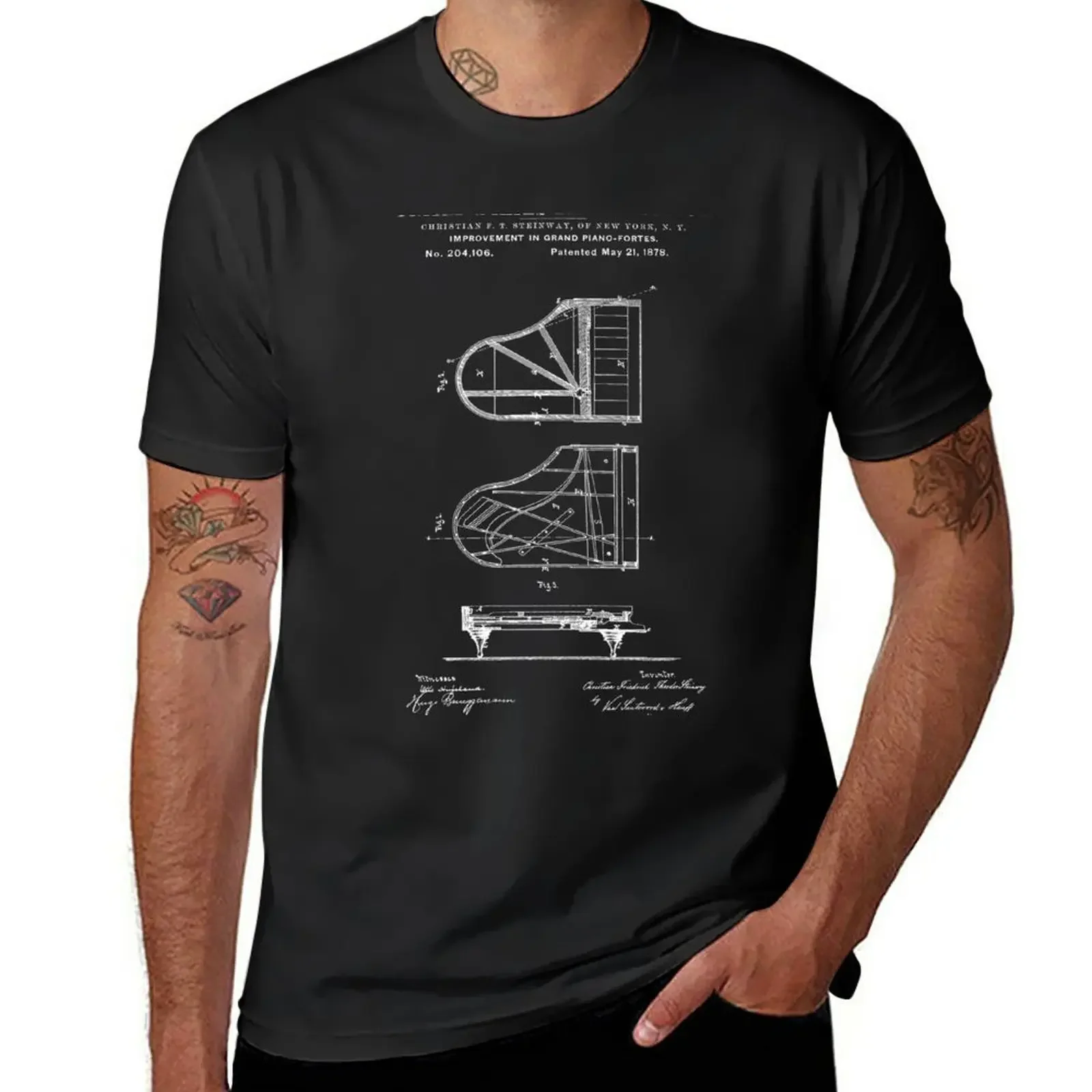 Maglietta Bianca Verniciata Per Pianoforte Steinway Blanks T-Shirt Da Uomo