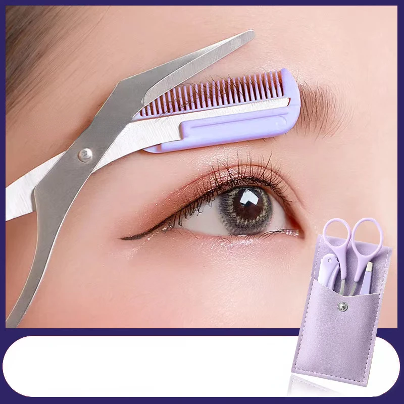 Set Di Rifiniture Per Sopracciglia Viola Clip Per Sopracciglia Di Moda Raschietto Per Sopracciglia Pieghevole Pettine Per Rifinire Le Sopracciglia For