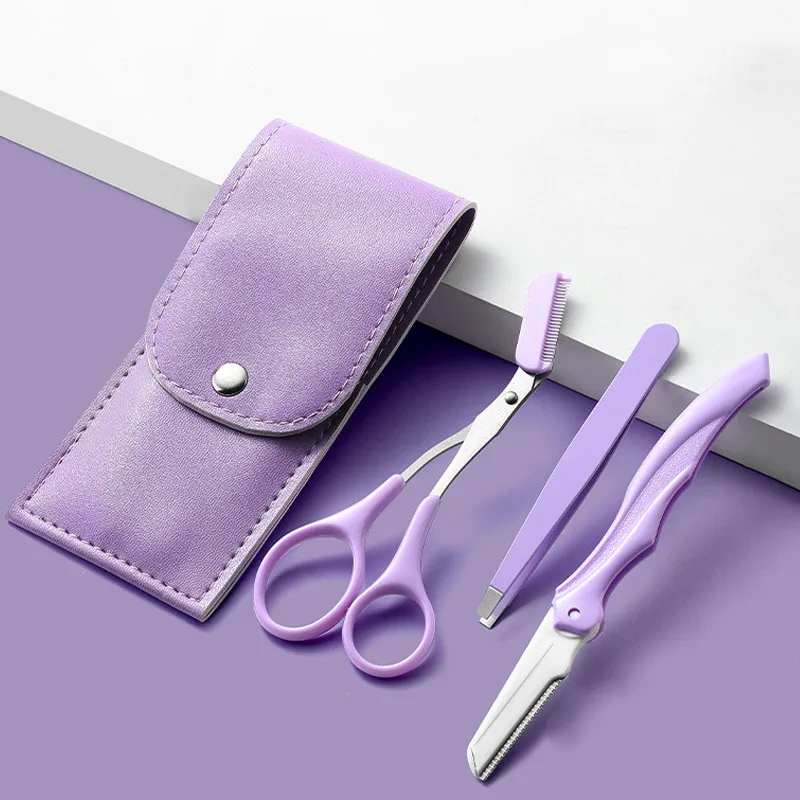 Set Rifinitore Per Sopracciglia Con Borsa Raschietto Per Sopracciglia Pieghevole Pettine Per Sopracciglia Forbici Per Modellare Le Sopracciglia Pettin