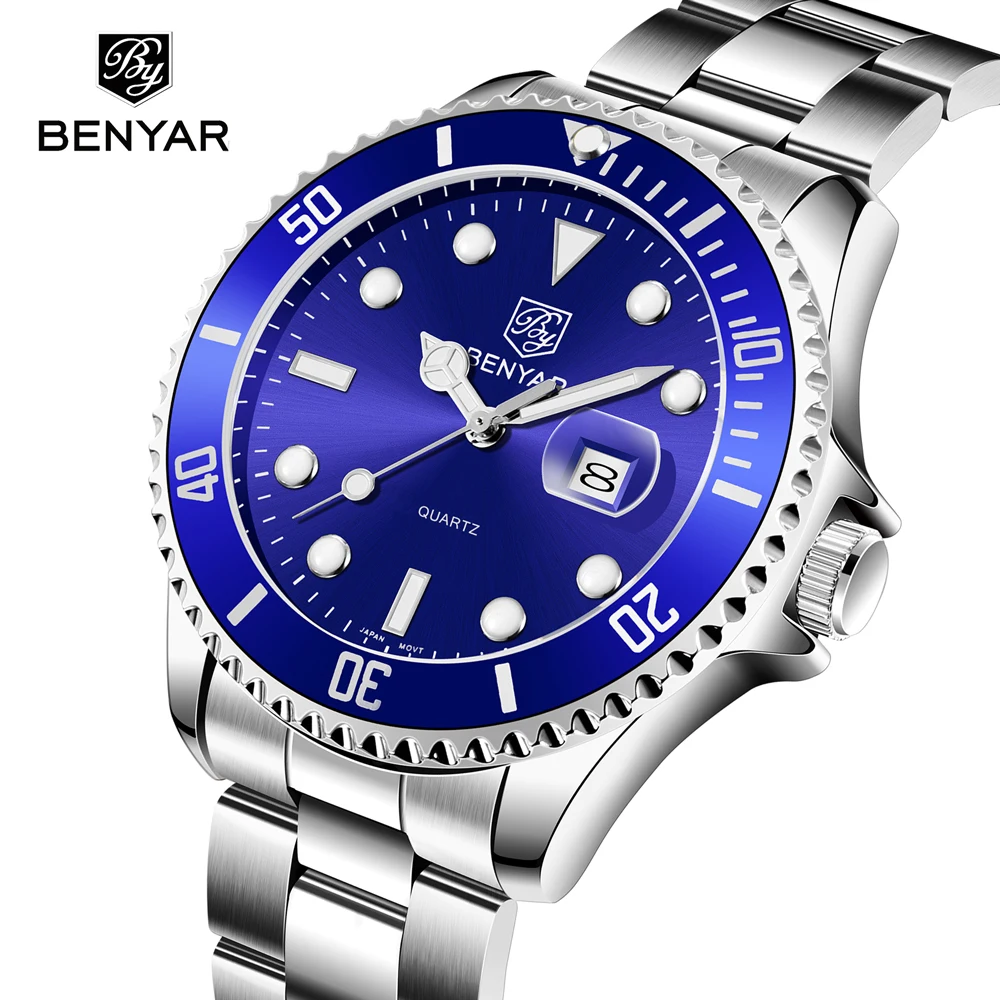 Benyar Orologi Da Uomo 2023 Top Brand Luxury Quartz Watch Men Sport Fashion Waterproof Acciaio Inossidabile Military Relogio Masculino