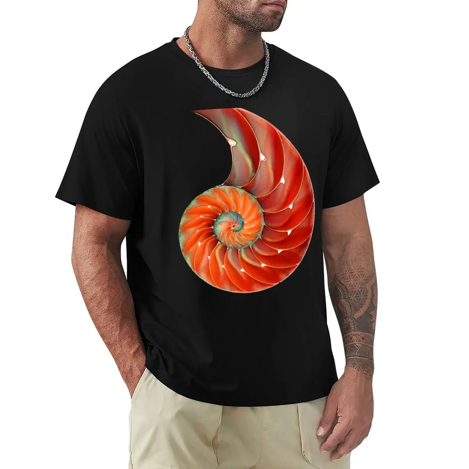 Nautilus Shell-T-Shirt Con Conchiglie Di Mare Vestiti Estetici T-Shirt In Cotone Da Uomo Sublime