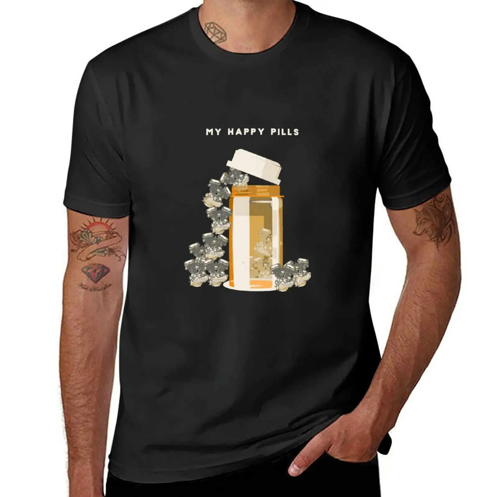 Hd Panhead My Happy Pills Biker Vtwin Engine Chopper Gear T-Shirt Vestiti Carini Magliette Da Uomo Vintage Champion
