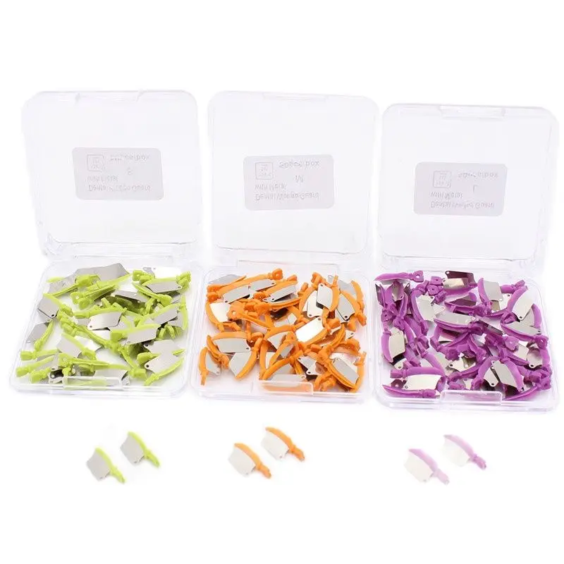 50Pcs/Pack Dental Prime Teeth Interproximal Wedge Guard With Metal Plastic Wedge Knife With Protection Dental Steel Matrix