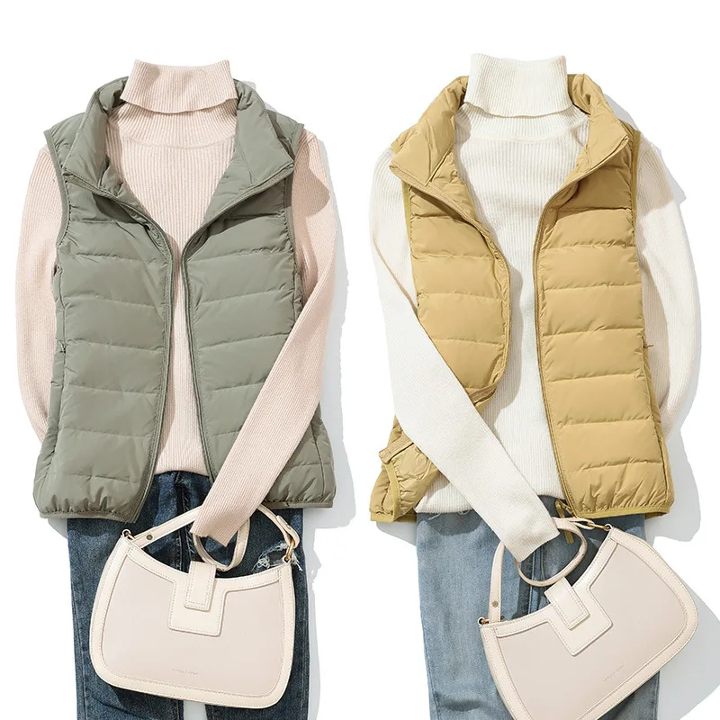 Nuove Donne Autunno Inverno Piumini Senza Maniche Donna 90% Piumino D'Anatra Bianco Moda Coreano Ufficio Signora Donne Piumino Cappotto