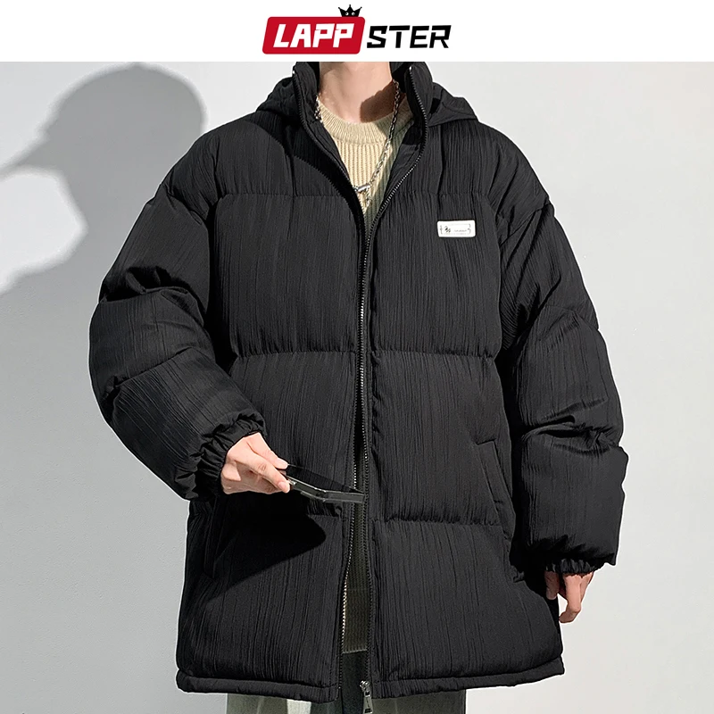 Lappster Giacche Invernali A Bolle Per Uomo Giacche Imbottite Con Cappuccio Harajuku Nere Cappotti Giacca A Vento Mens Moda Coreana Parka Bianchi