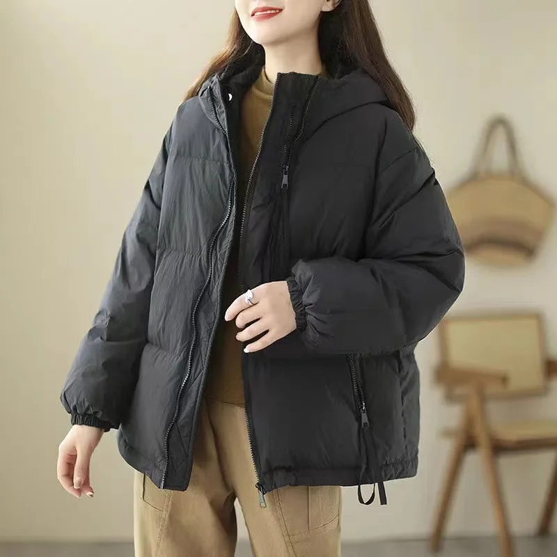 2023 Nuova Giacca Invernale Donna Con Cappuccio Piumino Imbottito In Cotone Parka Corto Spesso Caldo Piumino Invernale Soprabito Femminile Capispalla
