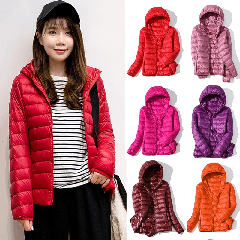 Piumino Femminile 2023 Nuovo Autunno/Inverno Versione Coreana Piumino Leggero Con Cappuccio Per Donna Ultra Leggero Impacchettabile