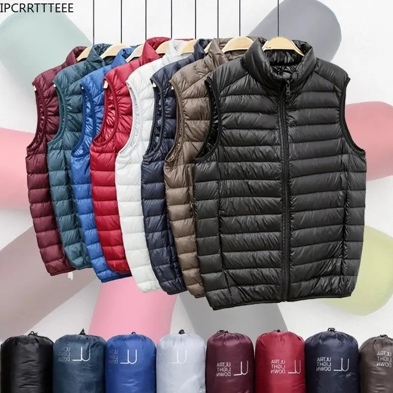 Autunno Inverno Uomo Piumino D'Anatra Gilet 2023 Cappotto Ultraleggero Senza Maniche Gilet Gilet Ultra Sottile Leggero Piumino Gilet