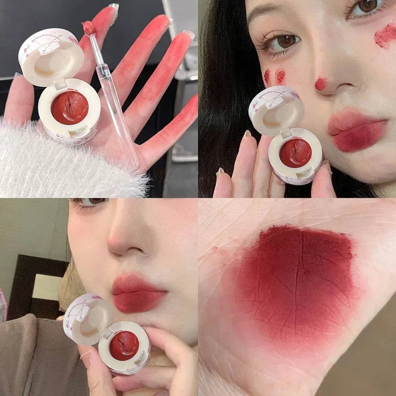 Fango Per Labbra Antiaderente Con Pennello Mousse Di Velluto Opaco Rossetto Rosa Grigio Tinta Rossetto Impermeabile Lipgloss Fangoso Cosmetico Coreano