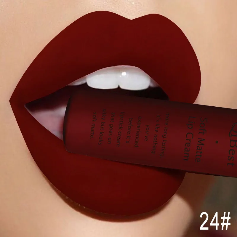 Long Lasting Velvet Matte Nude Brown Lip Gloss Waterproof Liquid Lipstick Lips Makeup Women Beauty Red Antiaderente Cup Lip Gloss