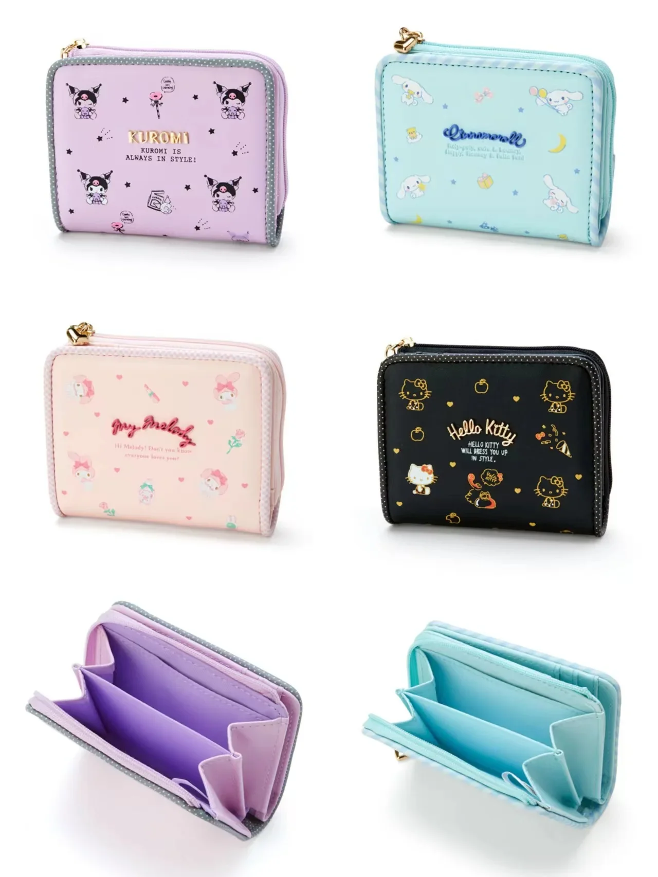 Sanrio Hello Kitty Pacchetti In Uscita My Melody Cinnamon Roll Pringle Kuromi Card Holder Portafoglio Cute Folding Card Bag Female