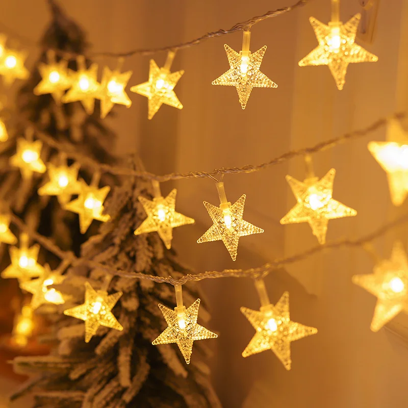 2023 Festival Star Led String Lights Party Indoor Atmosphere Christmas Decoration Room Battery Lights Outdoor Waterproof Outdoor