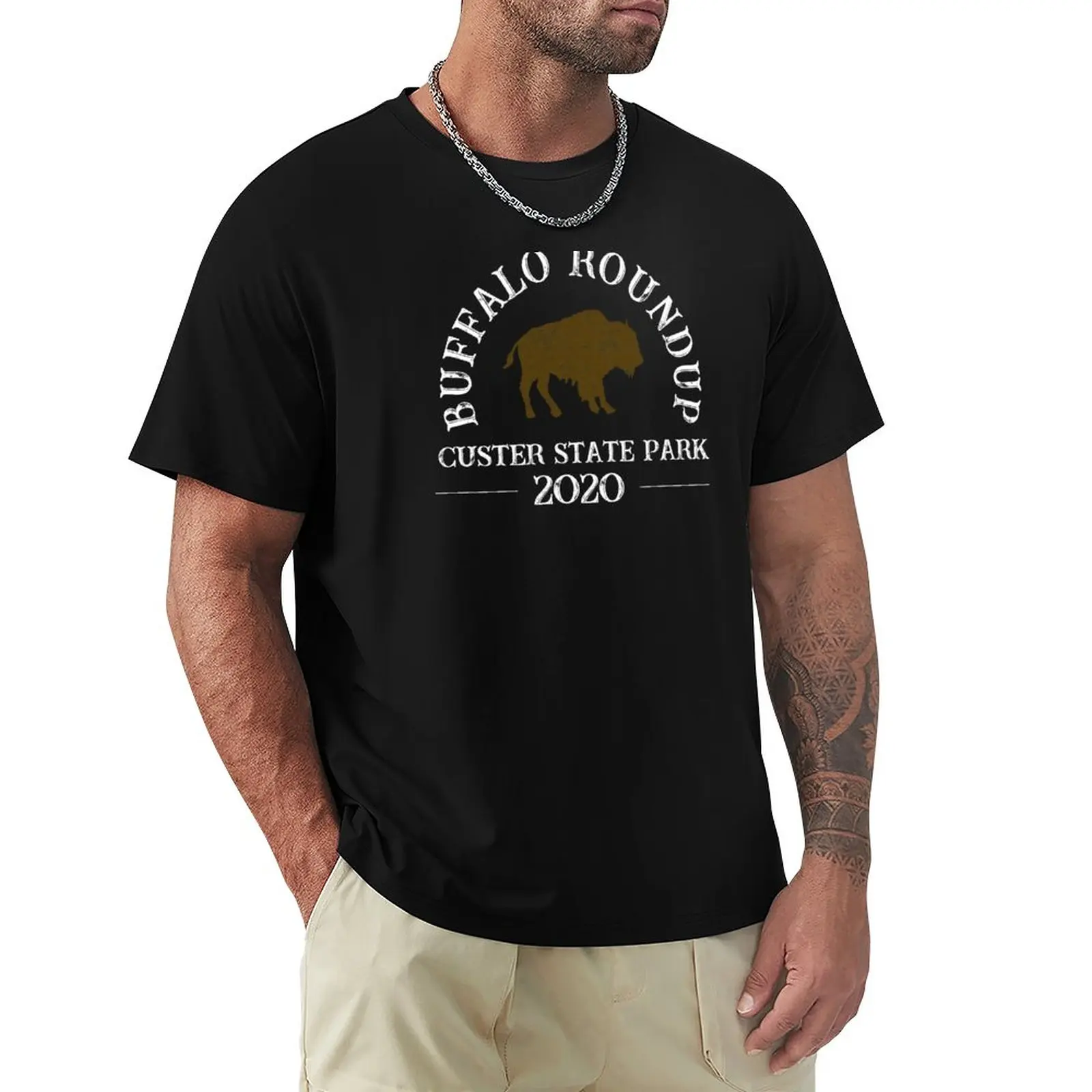 2020 Custer State Park Buffalo T-Shirt Roundup - Distressed Anime Plus Size Top Cute Top Tees Magliette Da Uomo