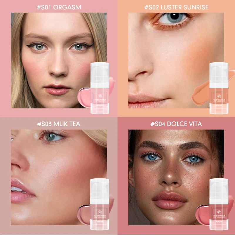 Face Blush Palette Makeup Liquid Blush Cherry Powder Color Peach Moisturizing Face Makeup Rouge Natural Repairing
