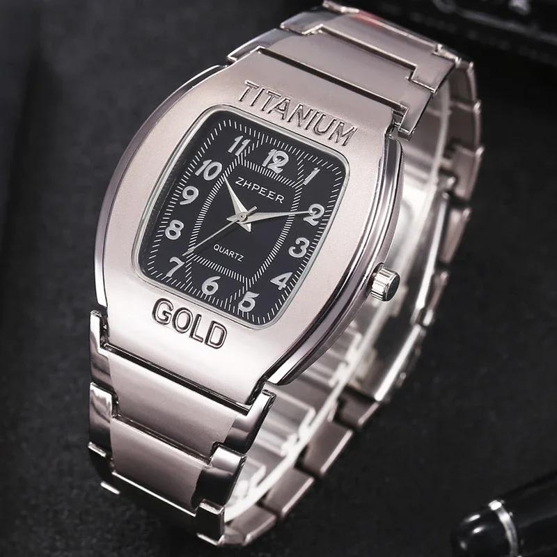 Luxury Large Dial Wine Barrel Square Titanium Business Casual Orologio Da Polso Al Quarzo Punk Orologio Elettronico Da Donna Reloj Hombre