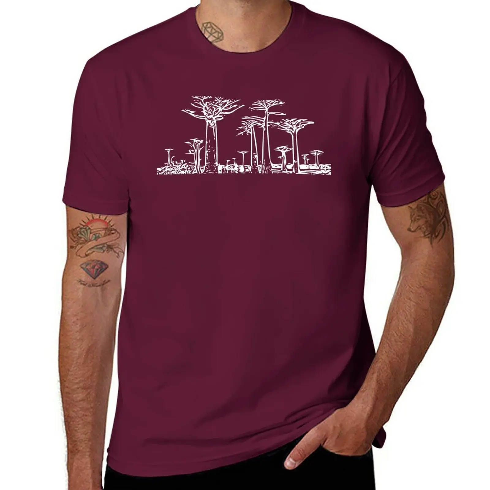 New Evening Baobab Trees T-Shirt Maglietta Moda Coreana T-Shirt Uomo T-Shirt Bianca Da Uomo Corta