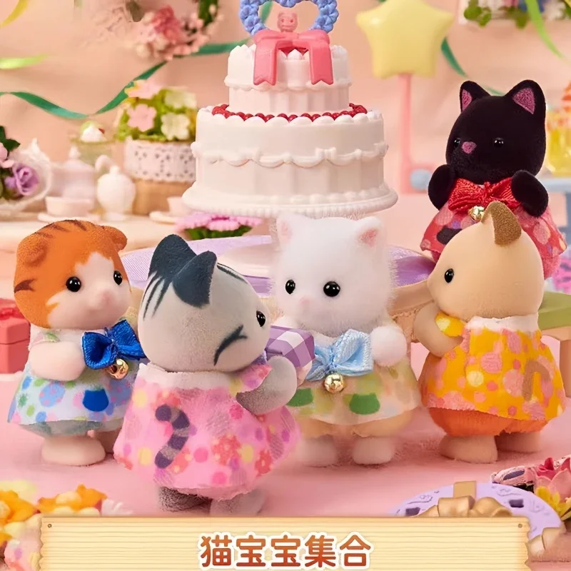 Famiglie Sylvanian Cat Baby Collection Family Doll Bell Cat Baby Cute Doll Decoratio Festival Gifts Loving