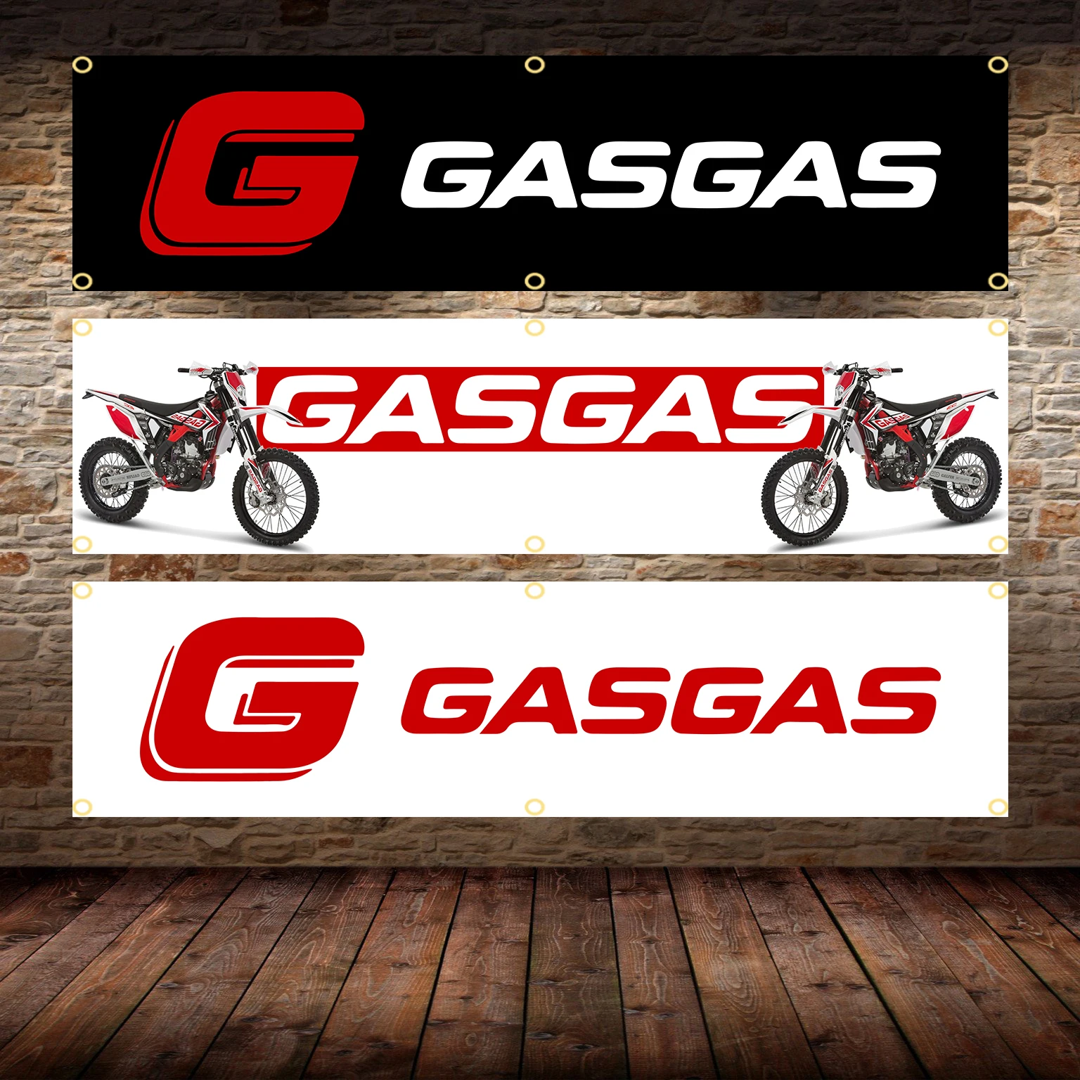 60 X240Cm Gasgas Rosso Moto Banner Bandiera Poliestere Stampato Garage O Arazzo Decorazione Esterna