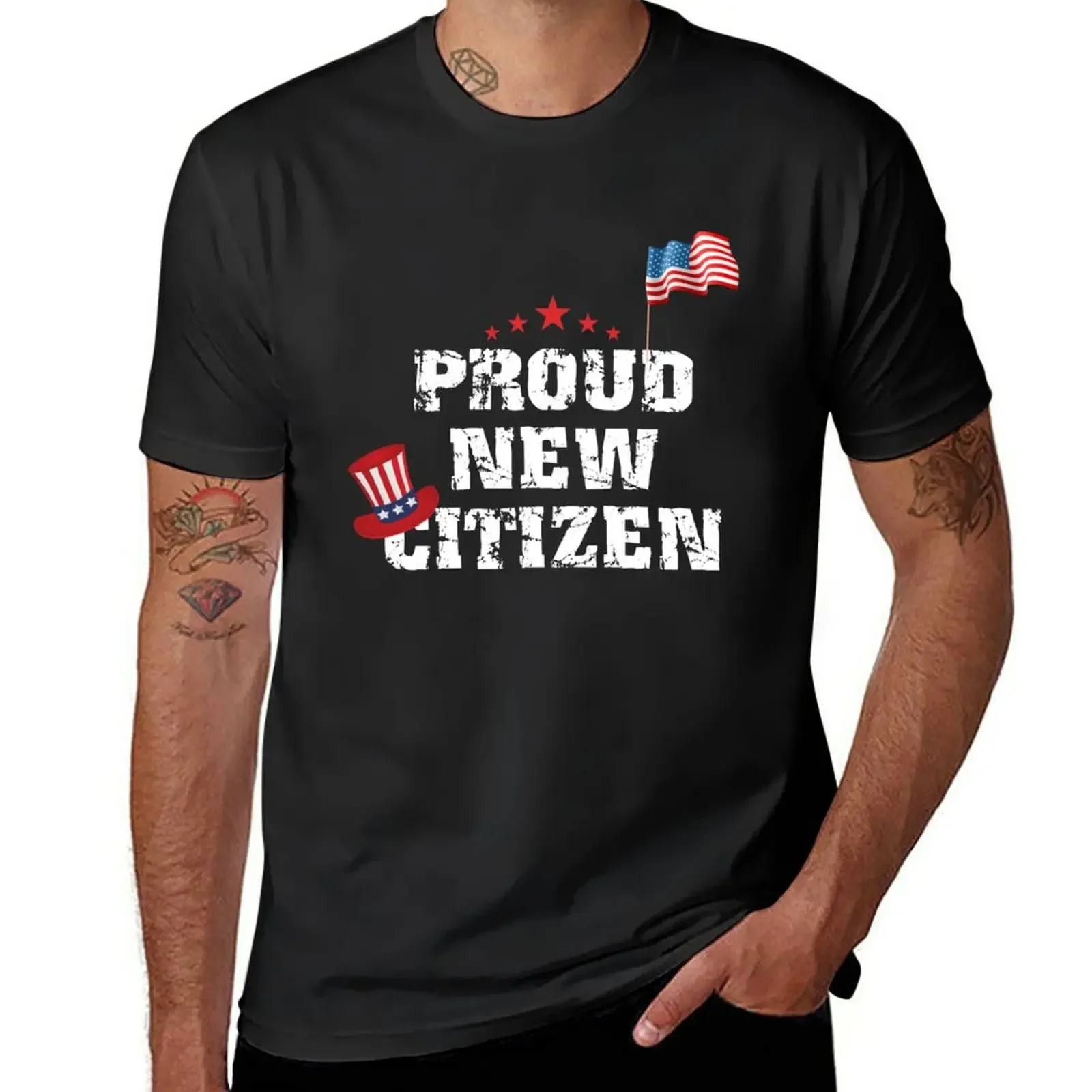 Proud New American Citizen T-Shirt Vestiti Carini Semplici Vestiti Vintage Magliette Per Uomo