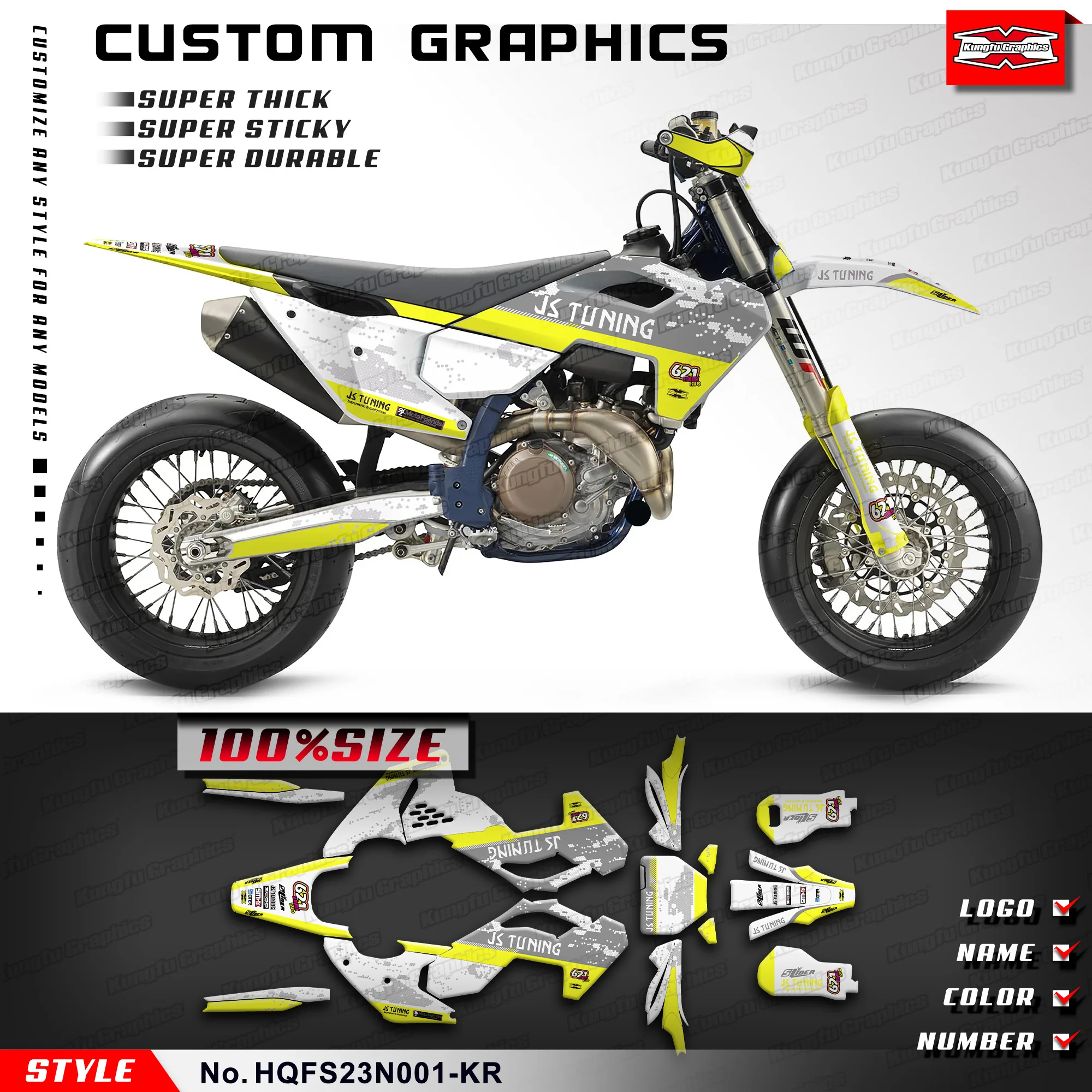 Kit Di Avvolgimento Per Decalcomanie Per Moto Kungfu Graphics Per Husqvarna Fs 450 2023 2024, Hqfs23N001-Kr