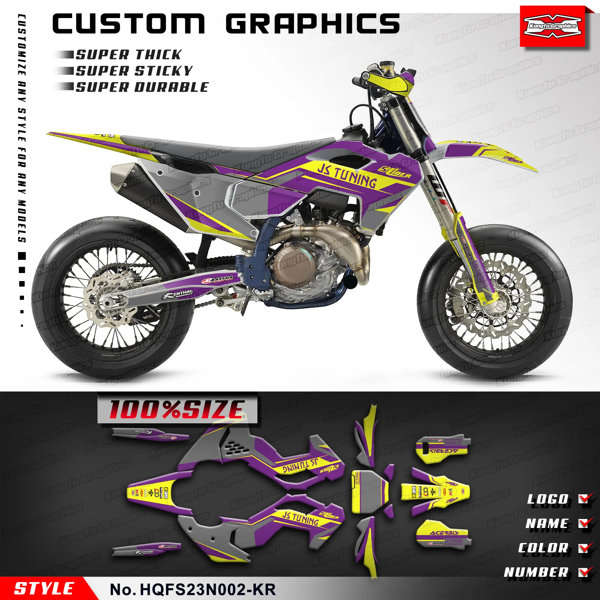 Kungfu Graphics Moto Decalcomanie Kit Di Adesivi In Vinile Per Husqvarna Fs 450 2023 2024, Hqfs23N002-Kr