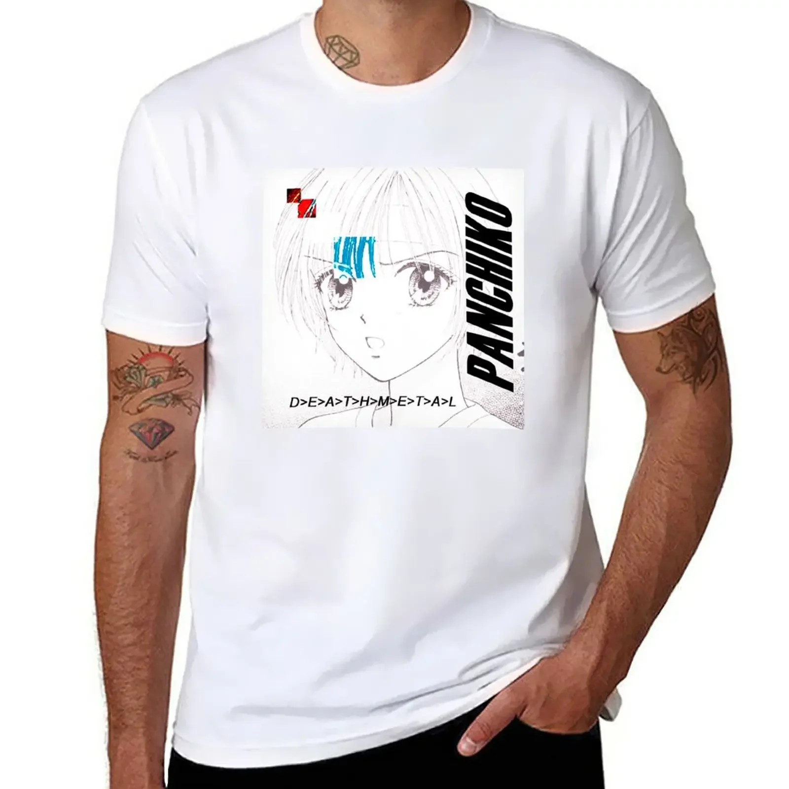 Panchiko - D E A T H M E T A L T-Shirt Summer Tops Sweat Tees Plain White T-Shirt Uomo