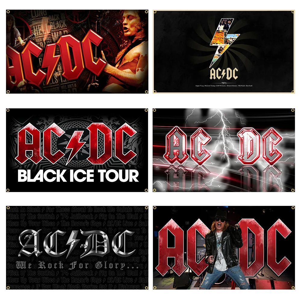 90X150Cm Ac/Dc Musica Heavy Metal Rock Band Flag Banner Decorazione Arazzo Flagcore