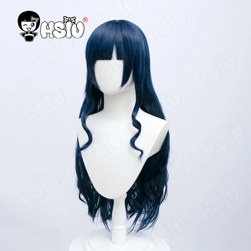 Parrucca Cosplay Gaia Gioco Final Fantasy Fourff14 Cosplay Hsiu Capelli Sintetici Lunghi Blu Navy + Parrucca Gratuita Parrucca Gaia