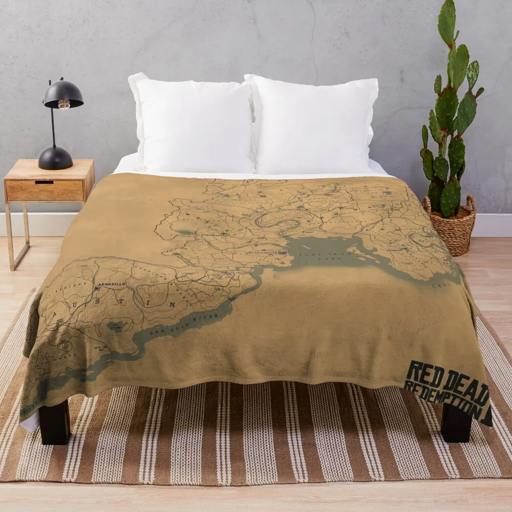 Red Dead Redemption 2 Map Poster - Rdr2 Map Throw Blanket Tourist For Sofa Sofa Coperte