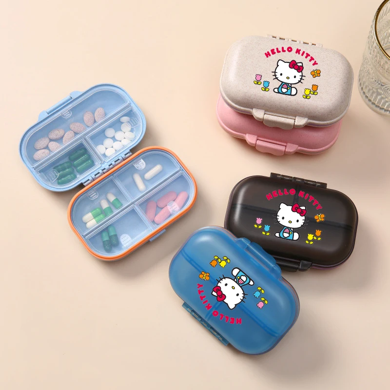 Sanrio Hello Kitty Cartoon Portable Pills Organizer Case 7 Grids Pillbox Tablet Storage Container Weekly Medicine Pill Box