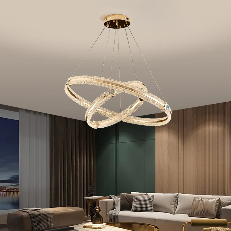 Temar Nordic Chandelier Led 3 Colori Creative Light Luxury Ring Lampada A Sospensione Home Living Dining Room Bedroom Fixtures