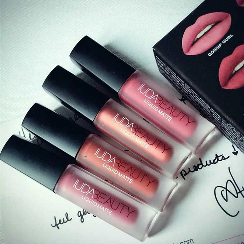 Set Di Rossetti 4 Pezzi Lucidalabbra Opaco Smalto Per Labbra Impermeabile Tinta Antiaderente Labbra Non Sbiadite Huda Beauty Lip Makeup Cura Cosmetica