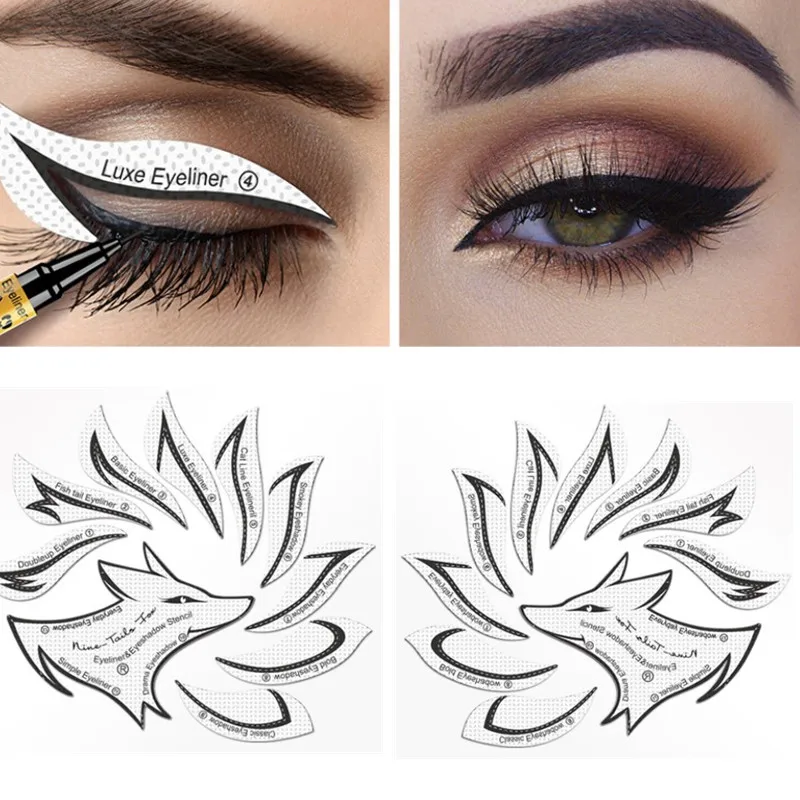 Fox Eye Makeup Stencil Eyeliner Stencil Mold Template Shaping Tools Sopracciglia Eye Shadow Eyes Makeup Template Tool Stickers Card