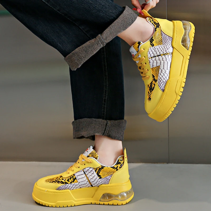 Sneakers Chunky Con Cuscino D'Aria Da Donna Autunno Lace Up Low Top Platform Shoes For Women Outdoor Durable Casual Ladies Shoes Tênis