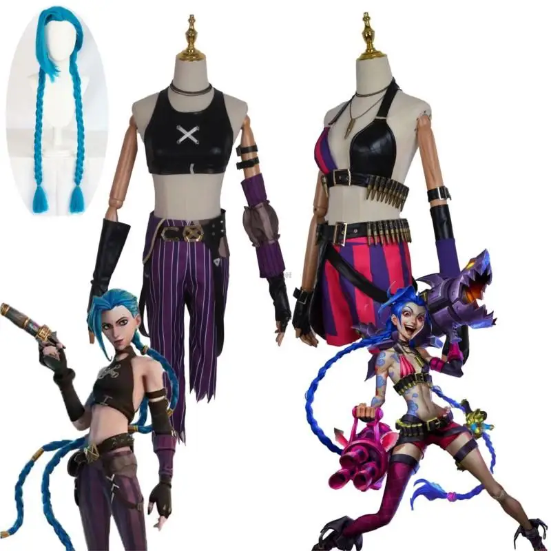 Jinx Costume Cosplay Lol Jinx Arcane Cosplay Uniforme Abiti Donne Sexy Festa Di Halloween Vestito Di Carnevale Cosplay Costumi Di Halloween