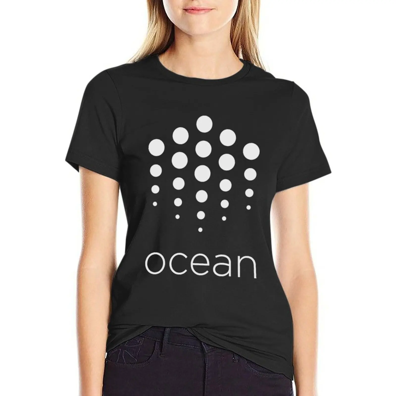 Ocean Crypto T-Shirtocean Protocol Crypto T-Shirt Top Funny Plus Size Top T-Shirt Per Donna Vestibilità Ampia