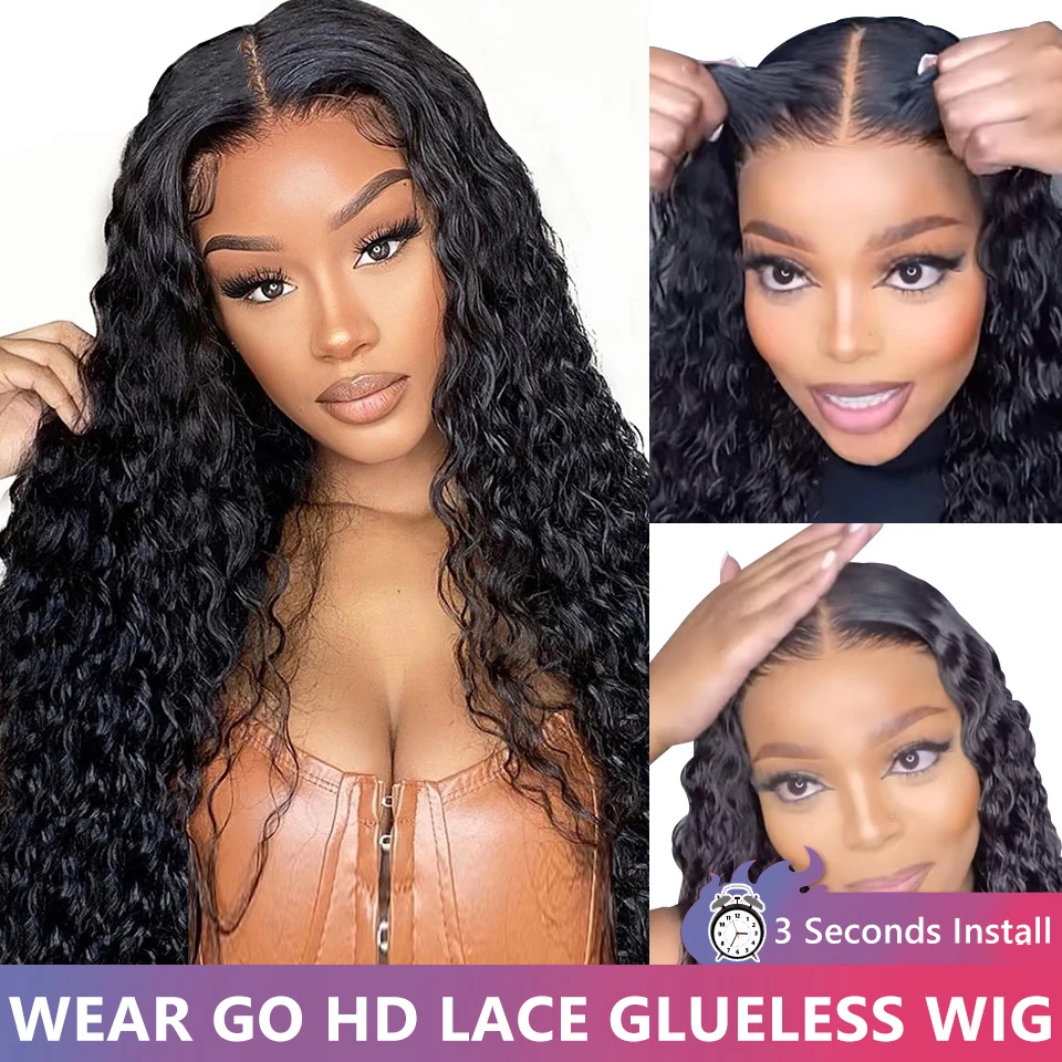 Wear Go Wig Deep Water Wave 6X4 Parrucca Glueless Capelli Umani Pronti Da Indossare Parrucche Umane Pre Pizzicate 5X5 Parrucca Profonda Del Merletto C