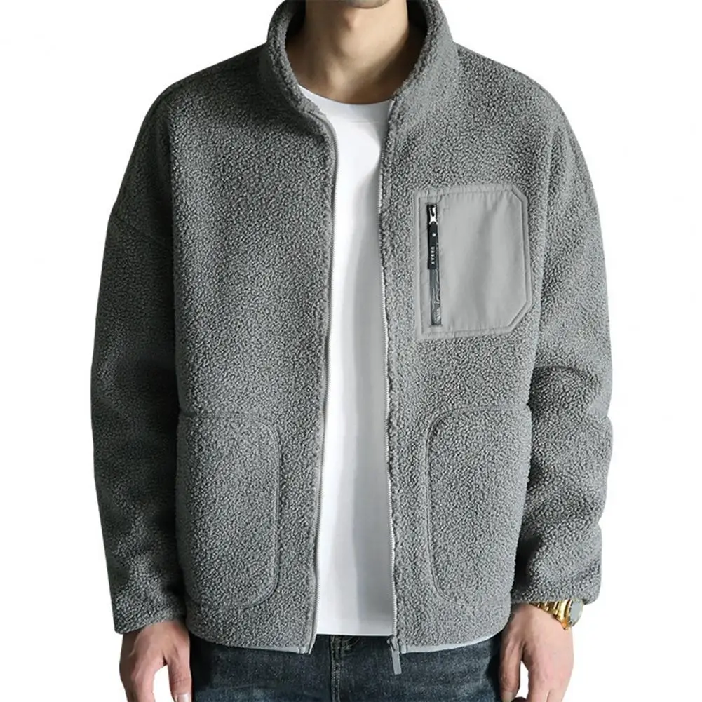 2024 Cappotto Moda Uomo Autunno/Inverno Cappotto In Pile Di Agnello Da Uomo Stand Up Neck Jacket Cappotto Invernale Da Uomo Addensato In Peluche