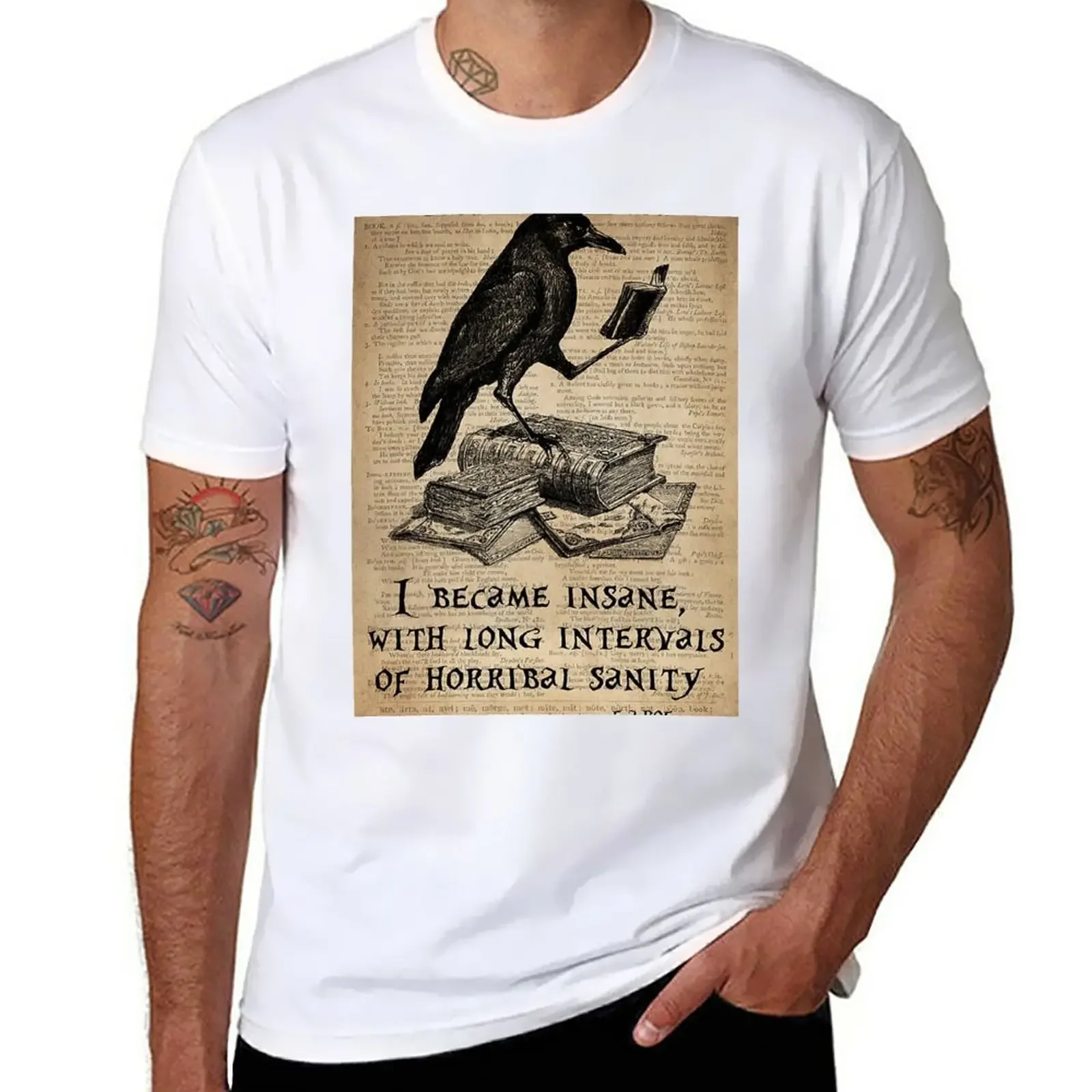Raven Books Sono Cresciuto Pazzo Con Lunghi Intervalli Di Horribal Sanity Poster T-Shirt Vestiti Estivi Vestiti Hippie Maglietta Da Uomo