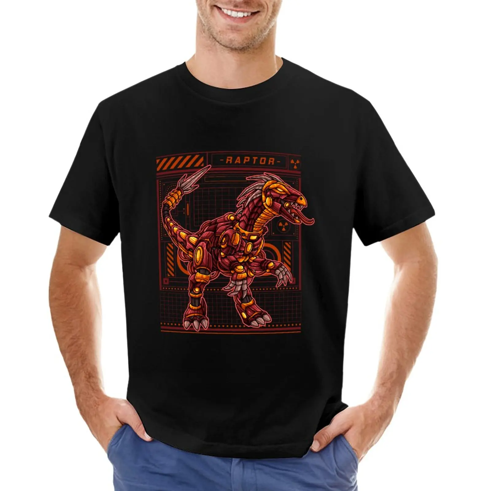 Red Raptor Dinobot T-Shirt Cat Shirts T-Shirt For Men Cotton