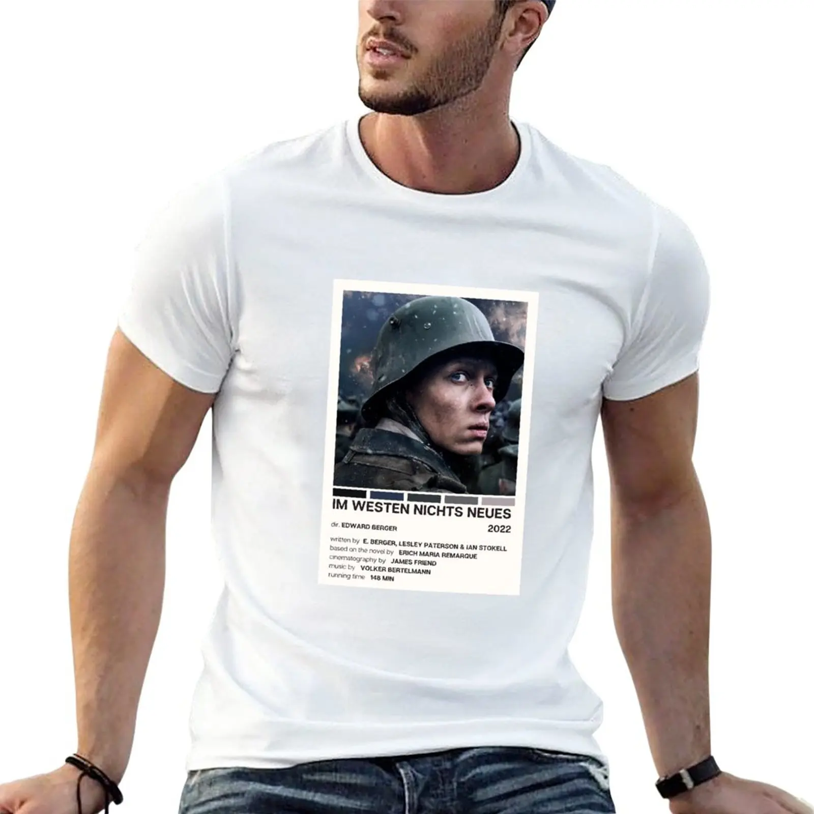 New Im Westen Nichts Neues (All Quiet On The Western Front Ge) Movie Poster T-Shirt Corta T-Shirt Anime Mens T-Shirt
