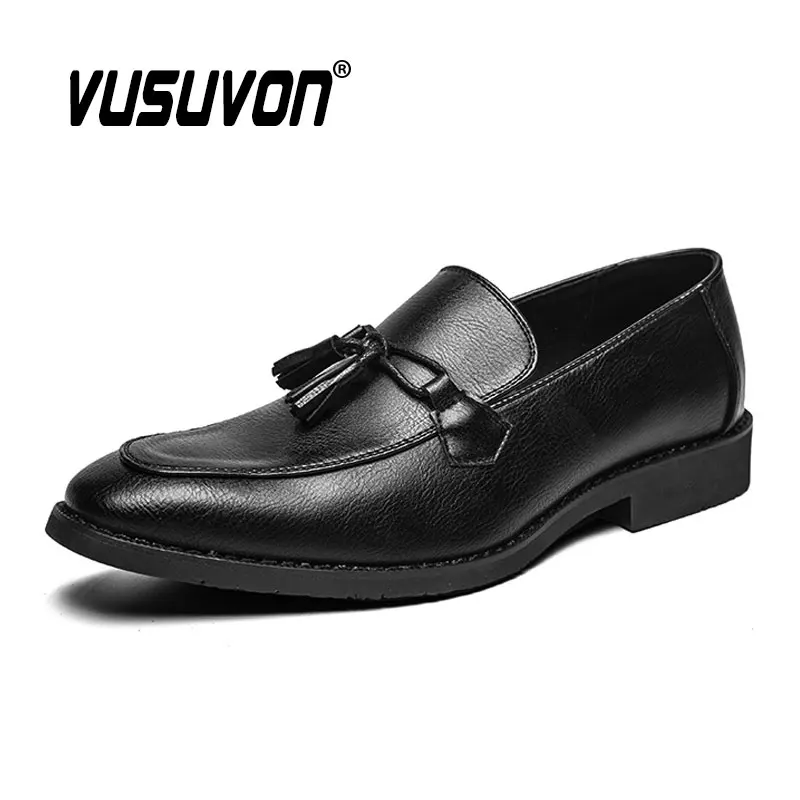 Scarpe Da Uomo In Pelle Naturale Concisa Scarpe Oxford Abito Da Lavoro Nero Formale Matrimonio Uomo Mocassini Con Nappine Appartamenti Da Festa 38-47