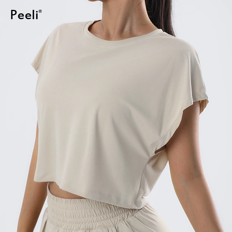 Top Da Yoga Allentato Top Da Palestra A Maniche Corte Da Donna Estiva Quick Dry Running Sports Shirt Fitness Donna Athletic Cropped Tops Active Wear