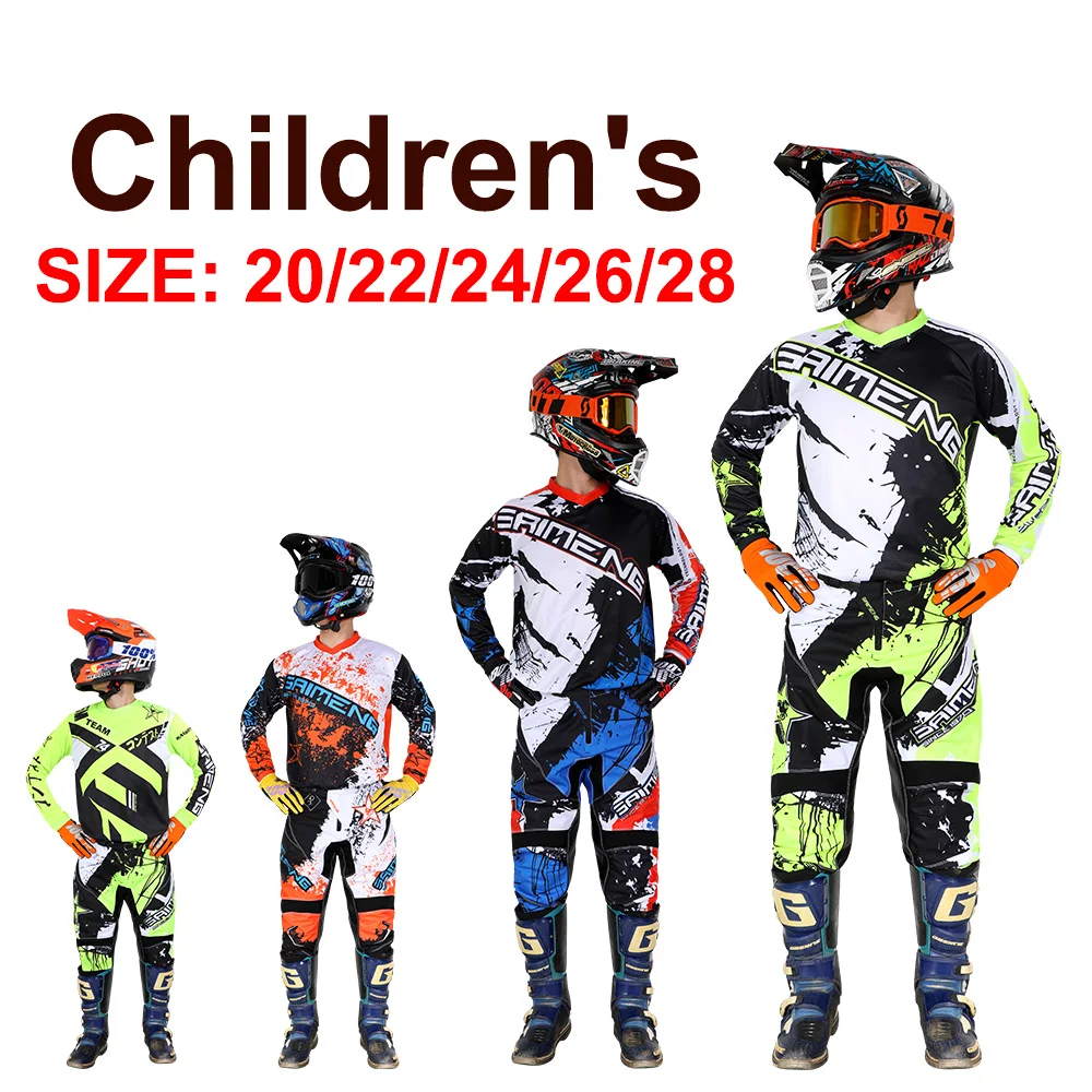 Youth Jersey Pant Combo For Kids Mx Motocross Gear Set Tuta Da Corsa Per Bambini Off-Road Dirt Bike Mtb Atv Moto Abbigliamento Kit 20/22