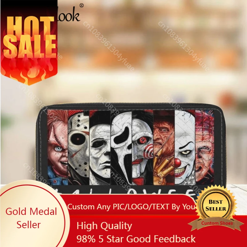 Horror Movie Killer Friend Print Wallet Trendy New Ladies Leather Luxury Long Wallet Borsa Porta Carte Di Alta Qualità