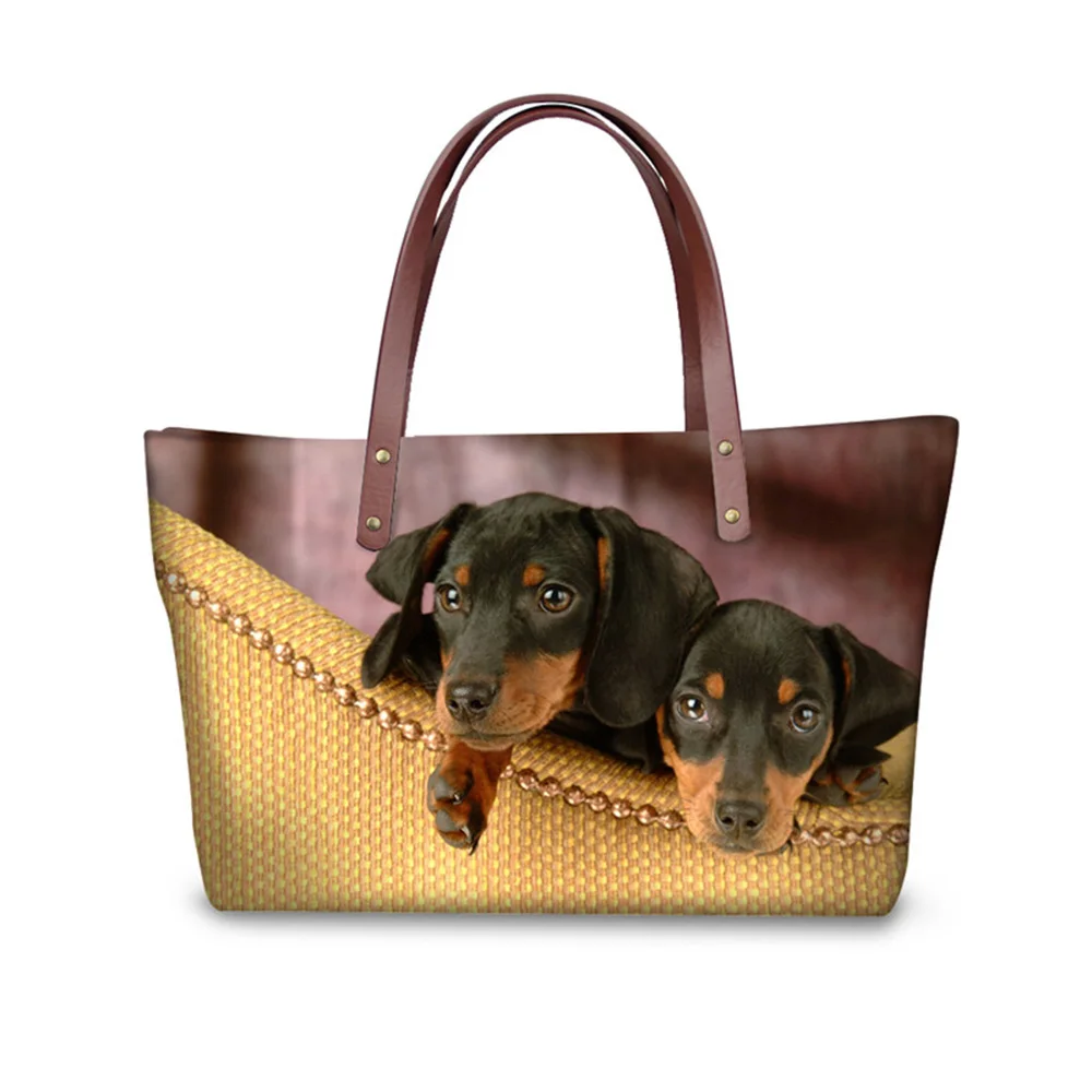 Borse Con Stampa Bassotto 3D Personalizzate Marche Famose Da Donna, Borsa A Mano Tote Da Donna Con Cane Animale Carino, Borse A Tracolla Da Spiaggia D